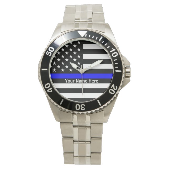 Personalised Thin Blue Line Watch (Front)