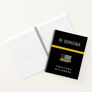 Personalised Thin Gold Line Flag 911 Dispatcher Notebook