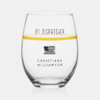Personalised Thin Gold Line Flag 911 Dispatcher