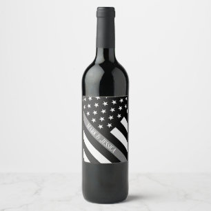 Personalised Thin Grey Line Flag Wine Label