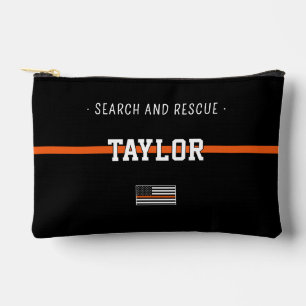 Personalised Thin Orange Line Flag Search Rescue Accessory Pouch