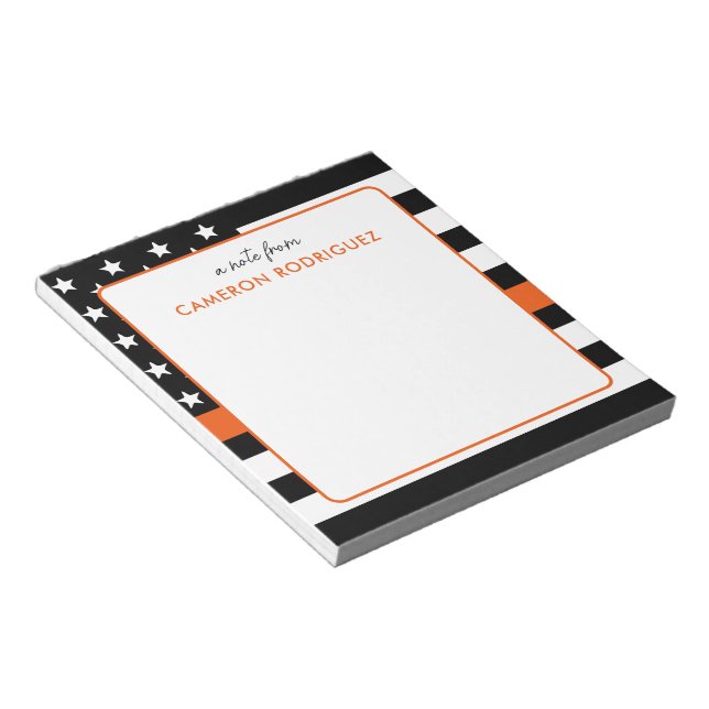 Personalised Thin Orange Line Search and Rescue Notepad (Angled)