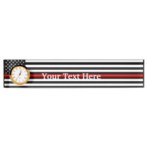 Personalised Thin Red Line American Flag Display Nameplate