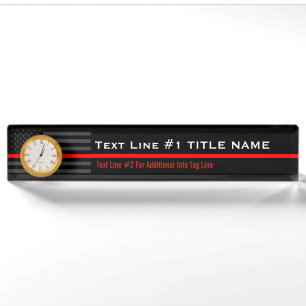 Personalised Thin Red Line American Flag on a Nameplate