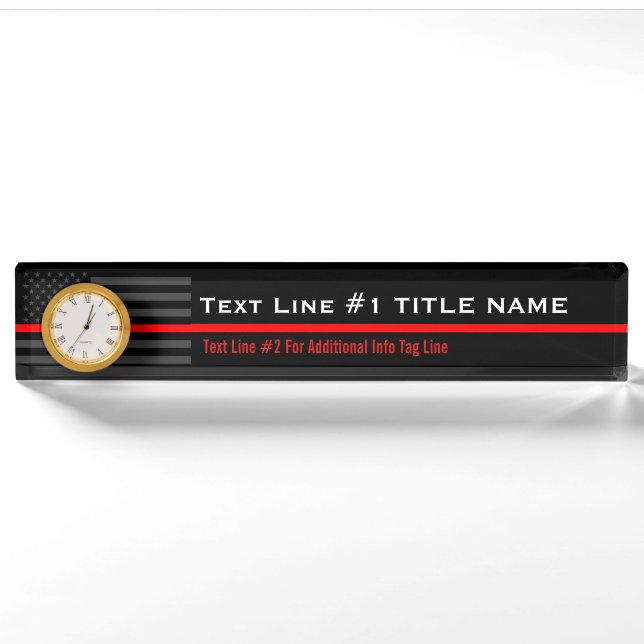 Personalised Thin Red Line American Flag on a Nameplate (Front)