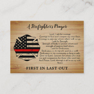 Personalised Thin Red Line Firefighter Prayer Business Card
