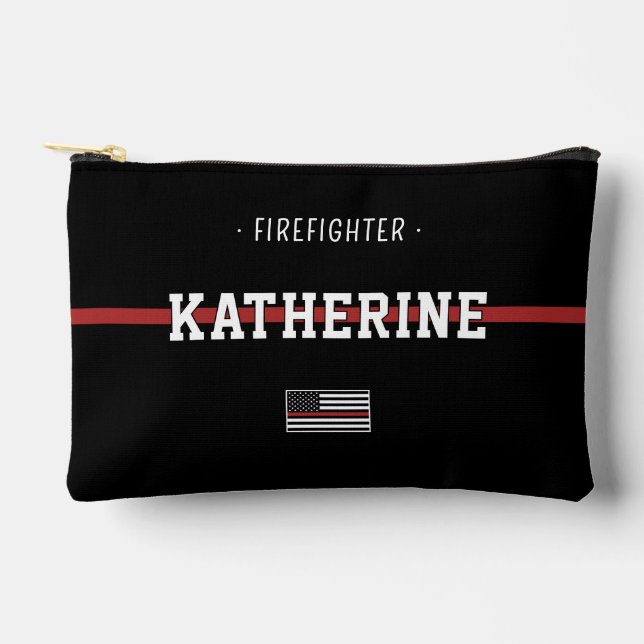 Personalised Thin Red Line Flag Firefighter Accessory Pouch (Front)