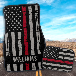 Personalised Thin Red Line Flag Firefighter Car Mat