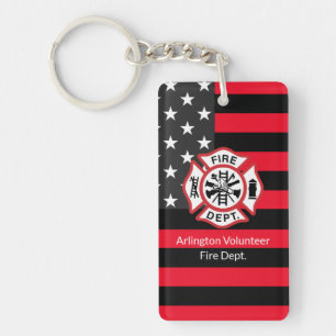 Personalised Thin Red Line Flag Firefighter  Key Ring