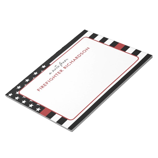 Personalised Thin Red Line Flag Firefighter Notepad (Angled)