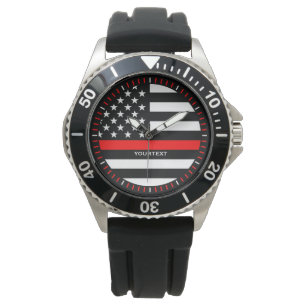 Personalised Thin Red Line Graphic on a US Flag Watch