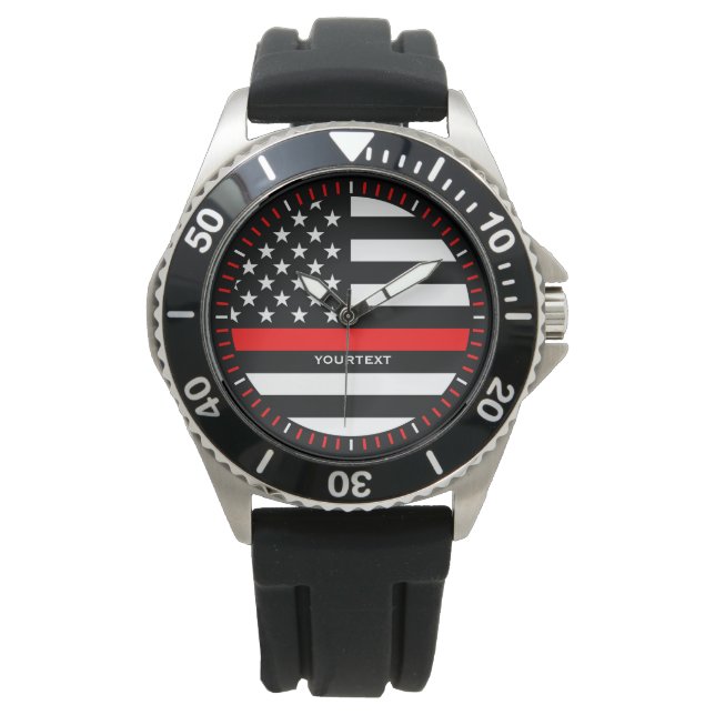 Personalised Thin Red Line Graphic on a US Flag Watch (Front)