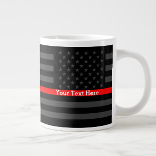 Personalised Thin Red Line Grey US Flag Design on Large Coffee Mug