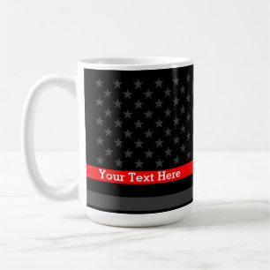 Personalised Thin Red Line Grey US Flag Statement Coffee Mug
