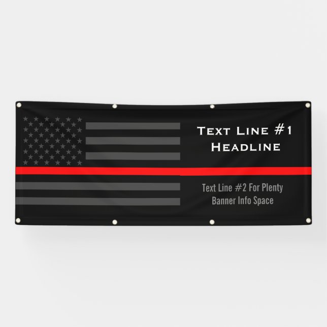Personalised Thin Red Line USA Flag Handy Display Banner (Horizontal)