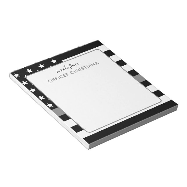 Personalised Thin Silver Line Correctional Officer Notepad (Angled)
