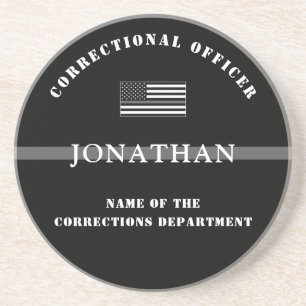 Personalised Thin Silver Line Corrections Officer Coaster