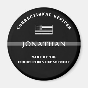 Personalised Thin Silver Line Corrections Officer Magnet