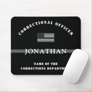 Personalised Thin Silver Line Corrections Officer Mouse Pad