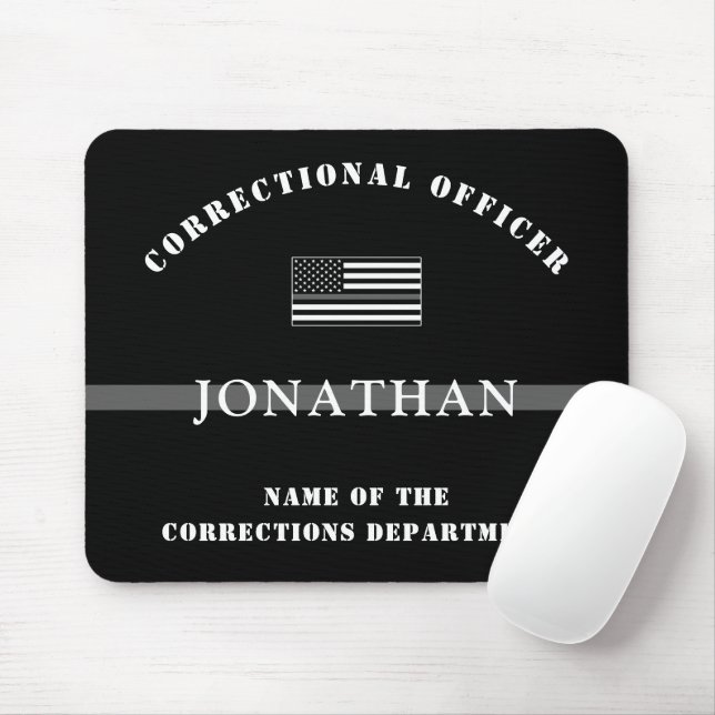 Personalised Thin Silver Line Corrections Officer Mouse Pad (With Mouse)