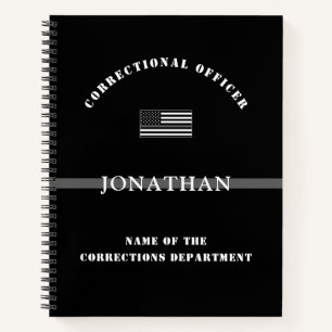 Personalised Thin Silver Line Corrections Officer Notebook