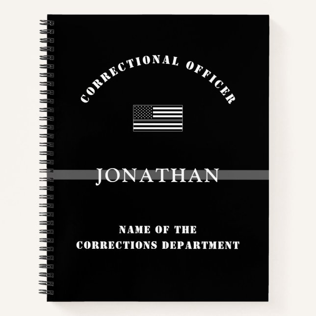 Personalised Thin Silver Line Corrections Officer Notebook (Front)