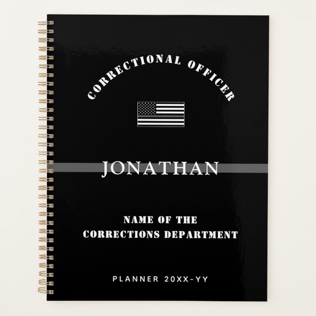 Personalised Thin Silver Line Corrections Officer Planner (Front)