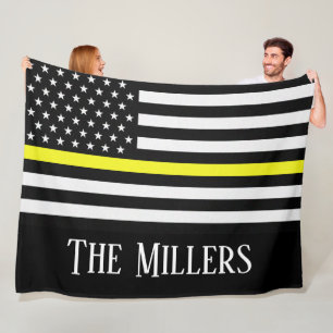 Personalised Thin Yellow Line Flag Fleece Blanket