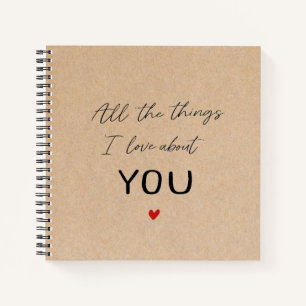 Personalised Things I Love Valentines Gift for Him Notebook