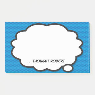 Personalised Think Bubble Fun Blue Comic Book Post-it Notes