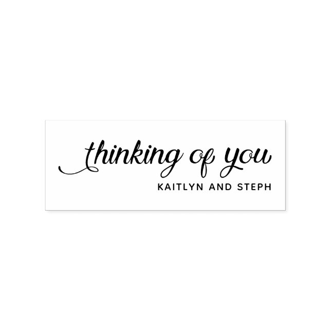 Personalised Thinking Of You With Swashes Rubber Stamp (Imprint)
