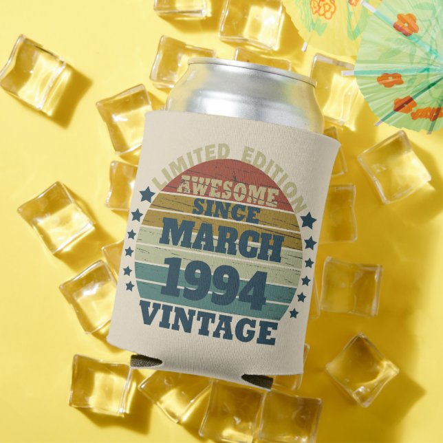 Personalised Thirty vintage 30th birthday party Can Cooler (In Situ Summer)