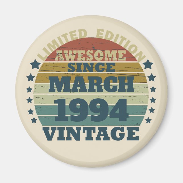 Personalised Thirty vintage 30th birthday party Magnet (Front)