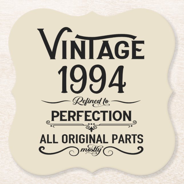 Personalised Thirty vintage 30th birthday party Paper Coaster (Front)