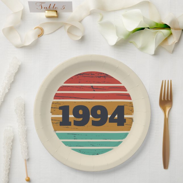 Personalised Thirty vintage 30th birthday party Paper Plate (Wedding)