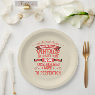 Personalised thirty vintage 30th birthday party paper plate
