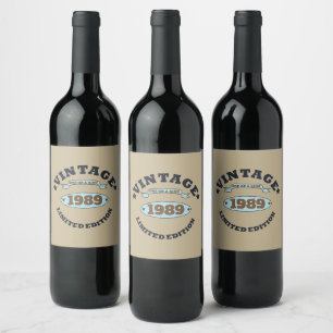 Personalised thirty vintage 30th birthday party wine label