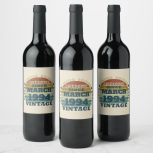 Personalised Thirty vintage 30th birthday party Wine Label