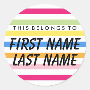 Personalised This Belongs To Round Sticker