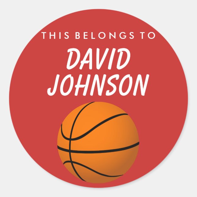 Personalised This Belongs To Sticker -  Basketball (Front)