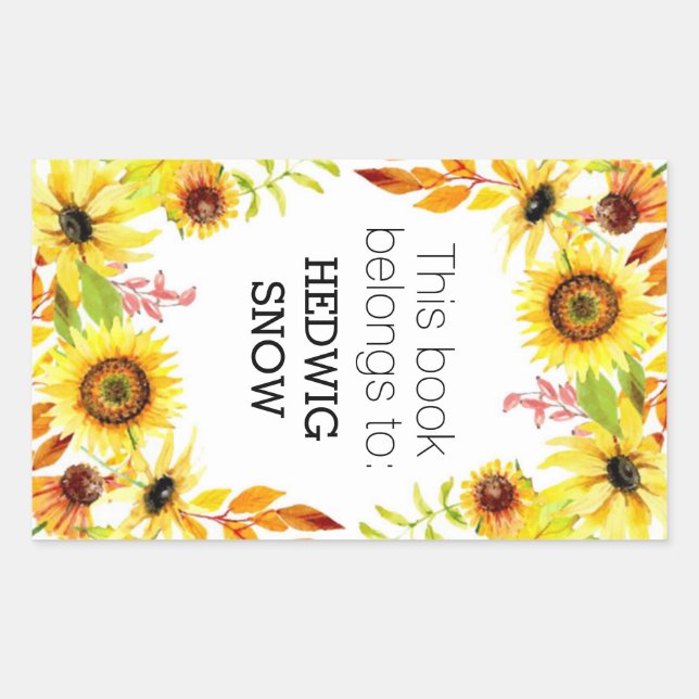 Personalised This Book Belongs to Floral Bookplate Rectangular Sticker (Front)
