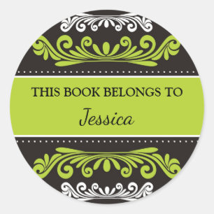 Personalised This Book Belongs To Green Classic Round Sticker