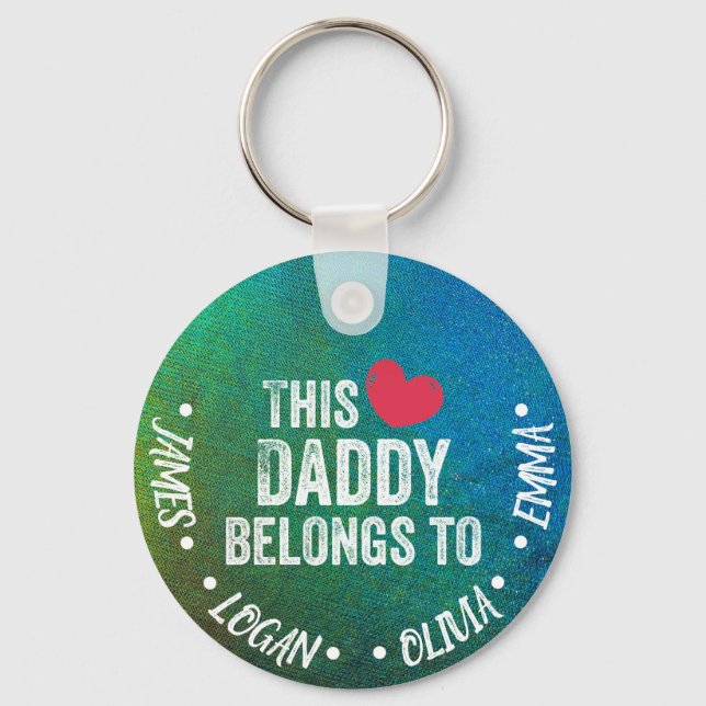 Personalised This Daddy belongs to Custom Names Key Ring (Front)