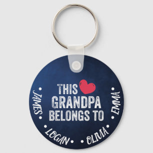 Personalised This Grandpa belongs to Custom Names  Key Ring
