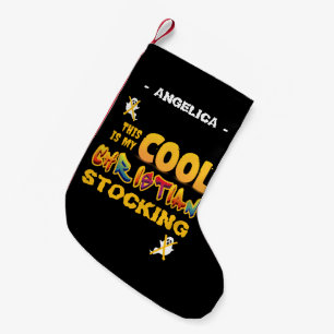 Personalised THIS IS MY COOL CHRISTIAN Halloween Small Christmas Stocking