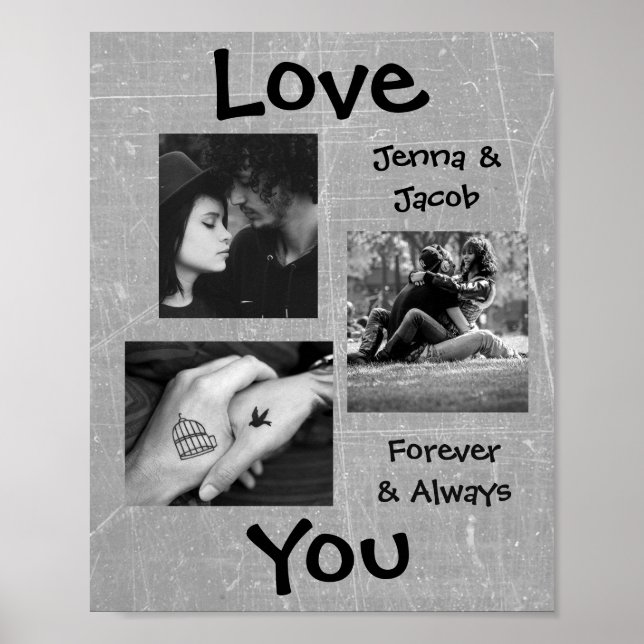 Personalised this "Love You" Couple's Photo Poster (Front)