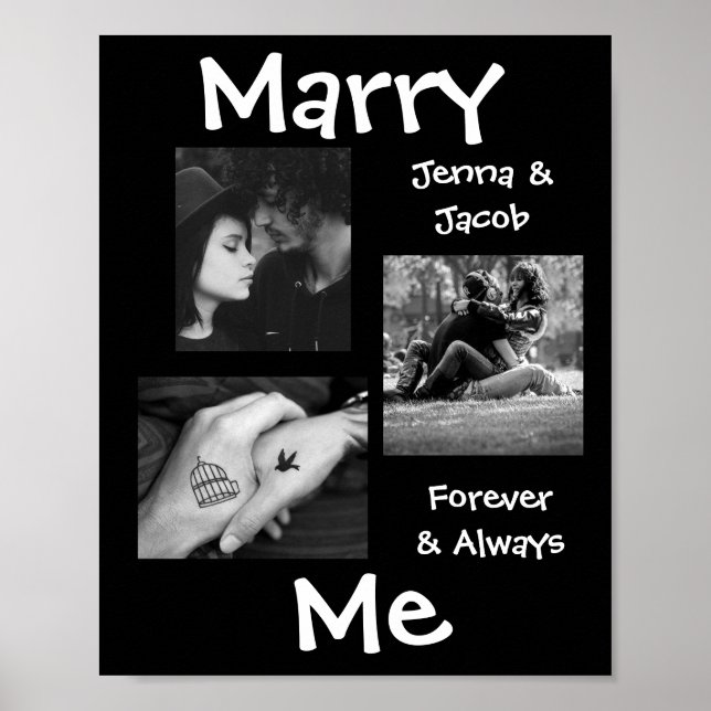 Personalised this "Marry Me" Couple's Photo Poster (Front)