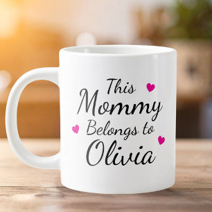 Personalised This Mummy Belongs To Kid Name Large Coffee Mug