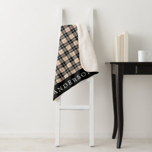 Personalised Thompson Camel Tartan Plaid Pattern Sherpa Blanket