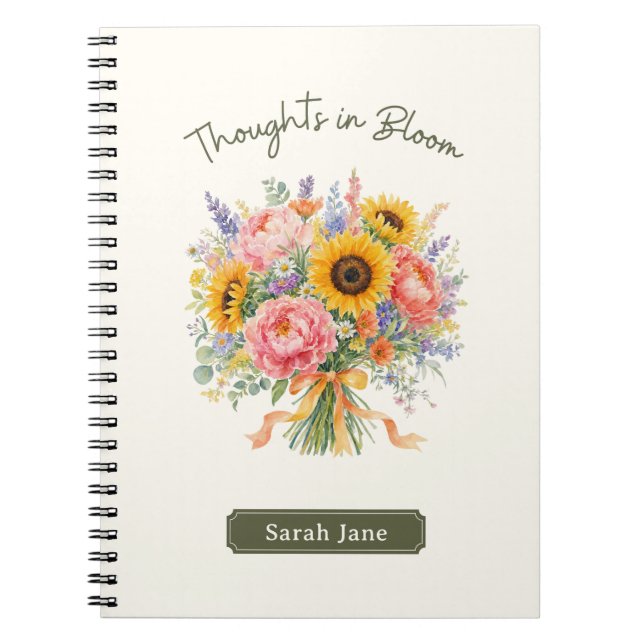 Personalised Thoughts in Bloom Floral Notebook (Front)